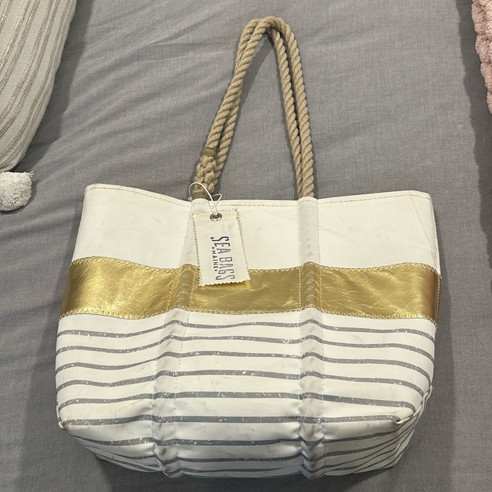 Sea Bags of Maine gold stripe tote
